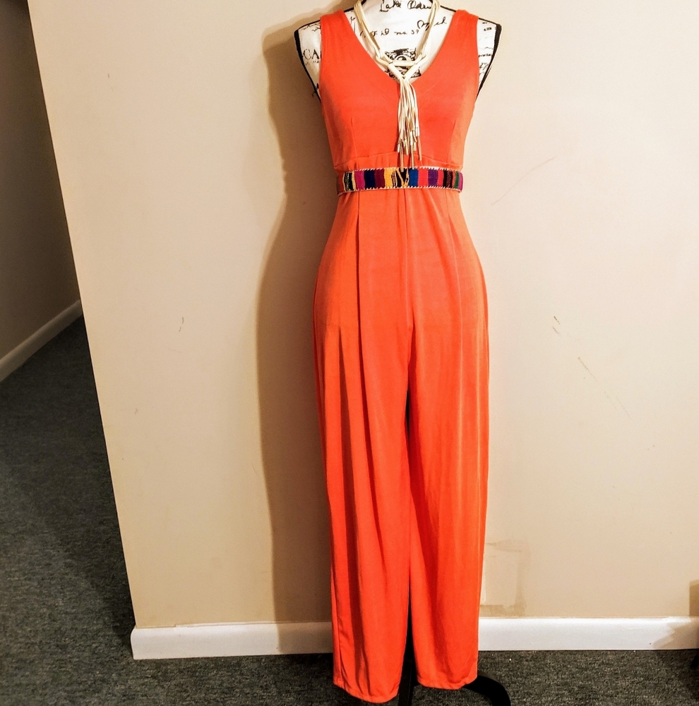 Sold***Disco/Studio 54 Orange Jumpsuit/Romper